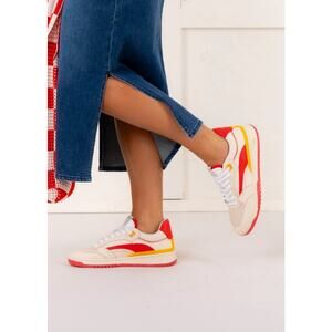 Oncept Preston Retro Leather Sneaker White Red Yellow Sz 7 NWT